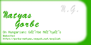 matyas gorbe business card